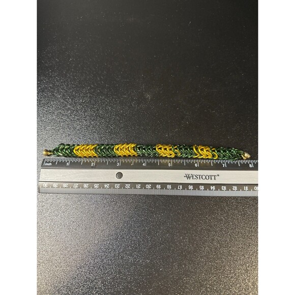 Handmade Green & Gold Chainmail Bracelet 8" - Picture 2 of 7